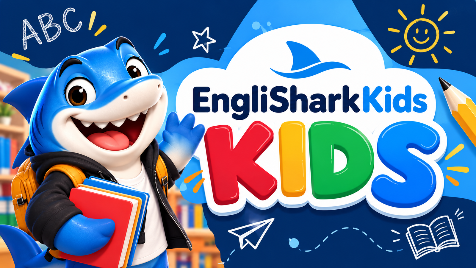 Banner educativo de EngliShark Kids